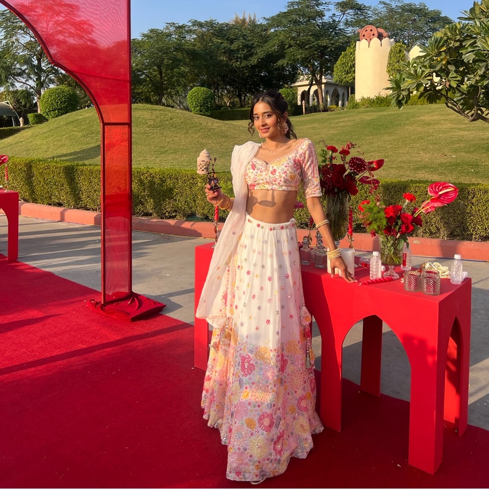 Floral Wedding Lengha - Pastel Colors